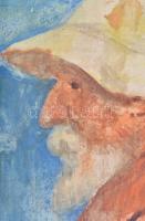 Lázár Sándor (1916-1994): Kalapos portré. Akvarell, papír, jelzés nélkül, lap alján feliratozott. 28...