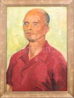 Juhász Erika (1926-2018): "Példakép" (Szőnyi István?). Olaj, farost, jelzett, hátoldalán a...