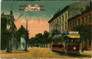 1916 Warszawa, Varsovie, Varsó, Warschau, Warsaw; Królewskastr. / Ul. Królewska / street view, tram (EK)