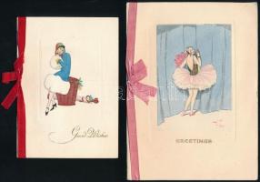 20 db dekoratív angol, olasz, USA főleg karácsonyi üdvözlőkártya a 30-as évekből
