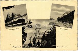 1941 Nagykároly, Carei; Piarista rendház és templom, vasútállomás / monastery, church, railway station (EK)