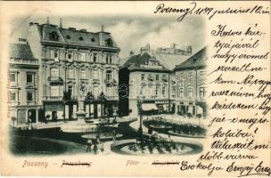 1899 Pozsony, Pressburg, Bratislava; Fő tér, üzletek. Körper Károly fényképész / main square, shops (EK)