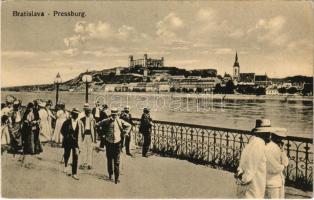 Pozsony, Pressburg, Bratislava; látkép, vár, Duna-part / general view, castle, Danube riverside