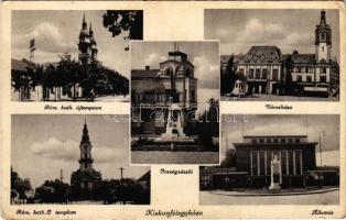 1938 Kiskunfélegyháza, Római katolikus új templom, Városháza, Országzászló, Vasútállomás, Rümai katolikus ótemplom (EK)