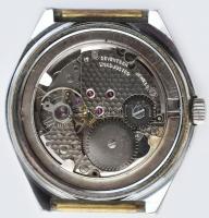 Osco férfi karóra, mechanikus szerkezettel, dátum funkciós, működik, kopott, karcos, kék számlap, sz...