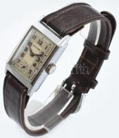 Bifora férfi karóra, mechanikus szerkezettel, analóg kijelzős, működik, kopott, karcos, bőr szíjjal,...