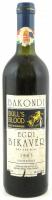 1995 Bakondi Egri Bikavér, Bulls Blood Aged in barrique, szakszerűen tárolt, bontatlan palack száraz vörösbor, abv: 13%, 0,75l.