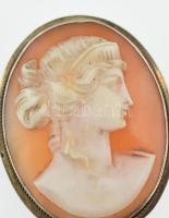 Ezüst (Ag) fülbevalópár és medál, kámea berakással, kopott, jelzett, bruttó:11g