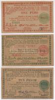 Fülöp-szigetek 1944-1945. 1P-10P (3xklf) T:III Philippines 1944-1945. 1 Peso - 10 Pesos (3xdiff) C:F Krause P#S672, P#S675, P#S683