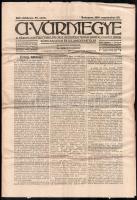 1916 A Vármegye c. lap szept 16. száma. Erdély háborúja c. cikkel, a román betörésről