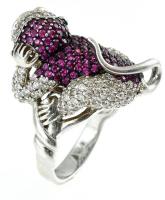 Ezüst (Ag) Nade Benam design gyűrű. Cirkónia ékítéssel, kopott, jelzett, br: 16g, m:58