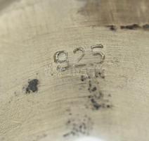 Ezüst (Ag) extravagáns gyűrű kék kővel, jelzett, méret: 52, bruttó: 12,19 g