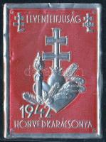 1942 Leventeifjúság honvédkarácsonya fém etikett, levélzáró, dísz 4,5x6 cm