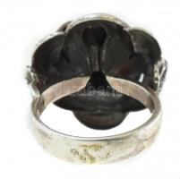 Ezüst (Ag) rózsás gyűrű, jelzett, méret: 55, bruttó: 11,79 g