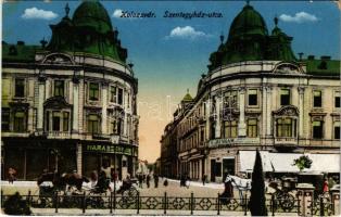 1920 Kolozsvár, Cluj; Szentegyház utca, Haraszthy Jenő üzlete / street view, shops (EK)