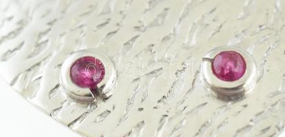 Ezüst (Ag) extravagáns fülbevalópár apró kövekkel, jelzett, h: 4 cm, bruttó: 7,22 g