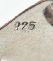 Ezüst (Ag) extravagáns fülbevalópár apró kövekkel, jelzett, h: 4 cm, bruttó: 7,22 g