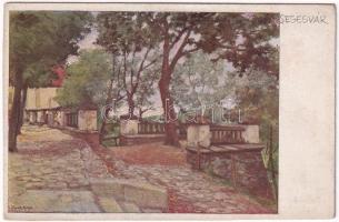 Segesvár, Schässburg, Sighisoara; Segesvári bástya sétány / Schäßburger Bastei-Partie / bastion promenade. Magyar Rotophot Társaság Nr. 62. s: Bruck Miksa (EK)