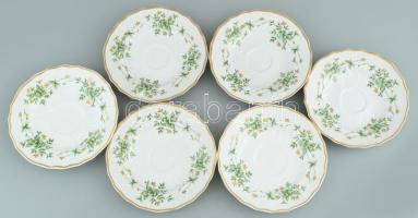 Hollóházi Erika mintás teás készlet 6 személyes, tejkiöntő hiány, + hozzá szendvicses készlet, a tál...