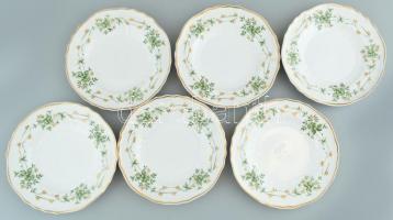 Hollóházi Erika mintás teás készlet 6 személyes, tejkiöntő hiány, + hozzá szendvicses készlet, a tál...