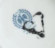 Hollóházi Erika mintás teás készlet 6 személyes, tejkiöntő hiány, + hozzá szendvicses készlet, a tál...