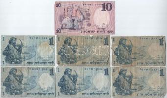 Izrael 1958. 1L (6db) + 10L T:III,III- Israel 1958. 1 Lira (6pcs) + 10 Lirot C:F,VG Krause P#30, P#32