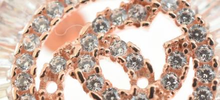 Aranyozott ezüst (Ag) fülbevalópár kövekkel gazdagon kirakva, jelzett, d: 1,7 cm, bruttó: 4,36 g