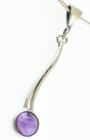 Ezüst(Ag) nyaklánc ametisztes függővel, jelzett, h: 42 cm, bruttó: 6,82 g