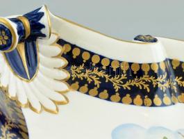 Sevres madármintás porcelán asztali kínálótál, részben kézzel festett, jelzett, kis kopásnyomokkal, ...