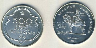 1990. 500Ft Ag + 500Ft Ag "Mátyás király" pár T:BU