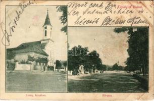 1908 Bia, Biatorbágy; Evangélikus templom, Fő utca (ázott / wet damage)