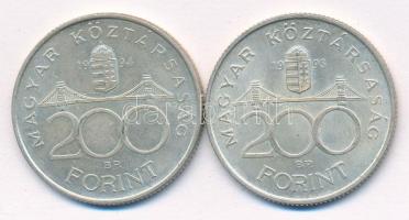 1993. 200Ft Ag "MNB" + 1994. 200Ft Ag "Deák" (2xklf) T:1-,2 Adamo F13, F13.1