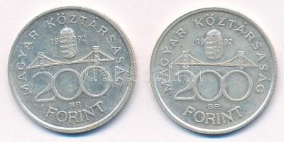 1992. 200Ft Ag "MNB" (2x) T:1-,2 Adamo F13