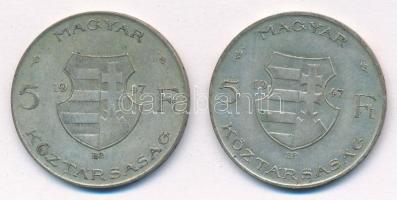 1947. 5Ft Ag "Kossuth" (2x) T:2-,3 patina Adamo F8.1