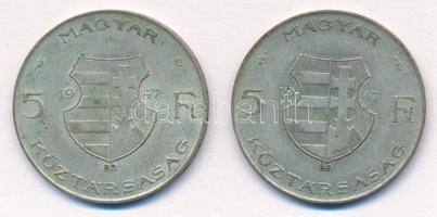 1947. 5Ft Ag "Kossuth" (2x) T:2-,3 patina Adamo F8.1