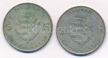 1947. 5Ft Ag "Kossuth" (2x) T:2-,3 patina Adamo F8.1