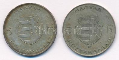 1947. 5Ft Ag "Kossuth" (2x) T:2-,3 patina Adamo F8.1