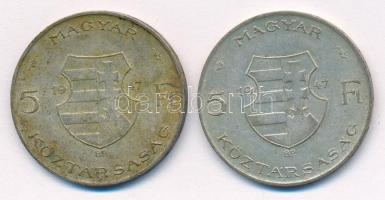 1947. 5Ft Ag "Kossuth" (2x) T:2-,3 patina Adamo F8.1