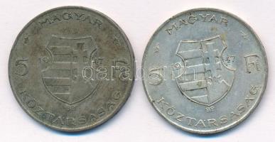 1947. 5Ft Ag "Kossuth" (2x) T:2-,3 patina Adamo F8.1