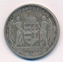 1930. 5P Ag "Horthy jobbra" T:3 patina Adamo P8