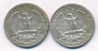 Amerikai Egyesült Államok 1962D-1963D 1/4$ Ag "Washington" T:2,2-
USA 1962D-1963D 1/4 Dol...