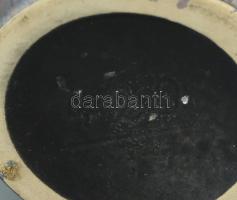 Irizáló kerámia váza, kis kopásnyomokkal, jelzett, m: 15,5 cm