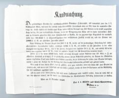 1850 Welden tábornagy felhívása Bécs ostrománál és az olasz háborúban megsérült katonák segélyezésére szóló felhívás. Hirdetmény.60x50 cm