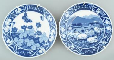Porsgrung porcelán tál, 2 db, levonóképes, jelzett, kis kopásnyomokkal, d: 17 cm