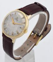 Omega kalapács automata férfi karóra, 1950-1959 közötti, acél számlap, aranyozott tokban, kopott, d:...