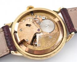 Omega kalapács automata férfi karóra, 1950-1959 közötti, acél számlap, aranyozott tokban, kopott, d:...