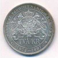 Svédország 1897. 2K Ag "II. Oszkár uralkodásának 25. éves évfordulója" T:1-,2 
Sweden 189...