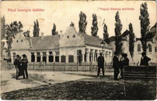 1908 Pécs, Pécsi Országos Kiállítás, Frigyes főherceg pavilonja. Jelfy Gyula felvétele (szakadás / tear)