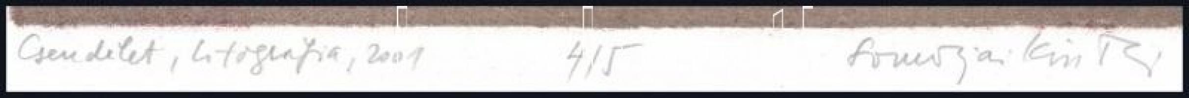 Somorjai Kiss Tibor (1959-): Csendélet, 2001. Litográfia, papír, jelzett, számozott: 4/5. 15×24 cm. ...