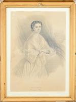 cca 1853 Katzler litográfiája Ziegler rajza után. Alsó margóján felirat: Elisabeth, Bajorország hercegnője. (Bécs) Höfelich nyomdája (kiadói cím nélkül) évszám nélkül (valószínűleg 1853). 41x28,5cm, üvegezett sérült keretben.